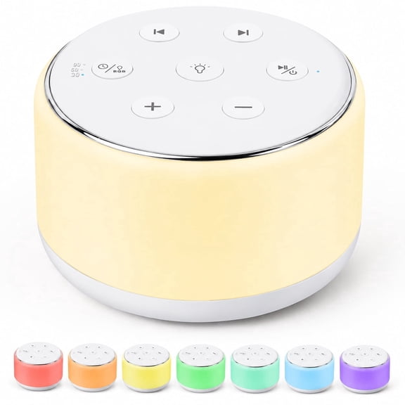 VAMOUT Sound Machine with Rgb Night Light, 34 Soothing Sounds & Timer Function, Rechargeable White Noise Machine for Adults Baby Kids Sleep, Perfect for Home Office Travel
