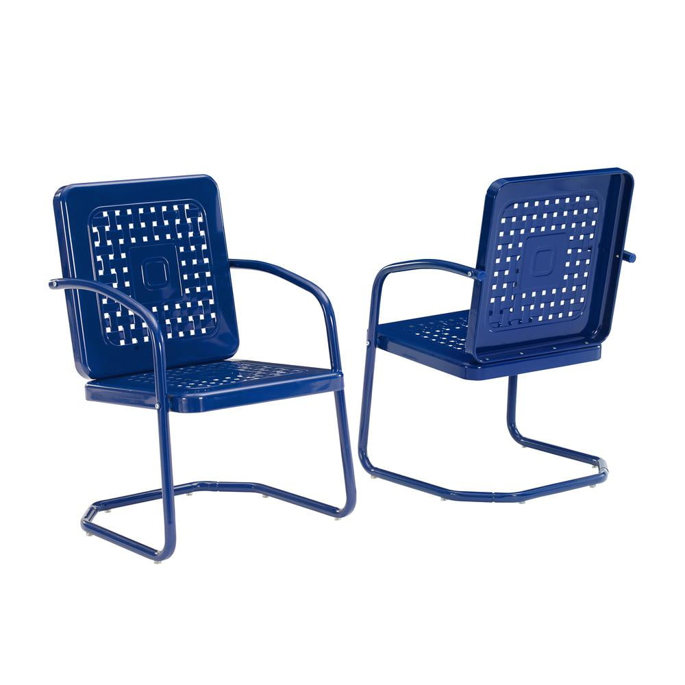 Crosley Furniture, Outdoor Metal Loveseat Glider, Bates, Navy
