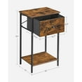 thumbnail image 2 of VASAGLE Nightstand, Side Table with Fabric Drawer, 24-Inch Tall End Table with Storage Shelf, for Living Room, Bedroom, Rustic Brown and Ink Black, 2 of 6