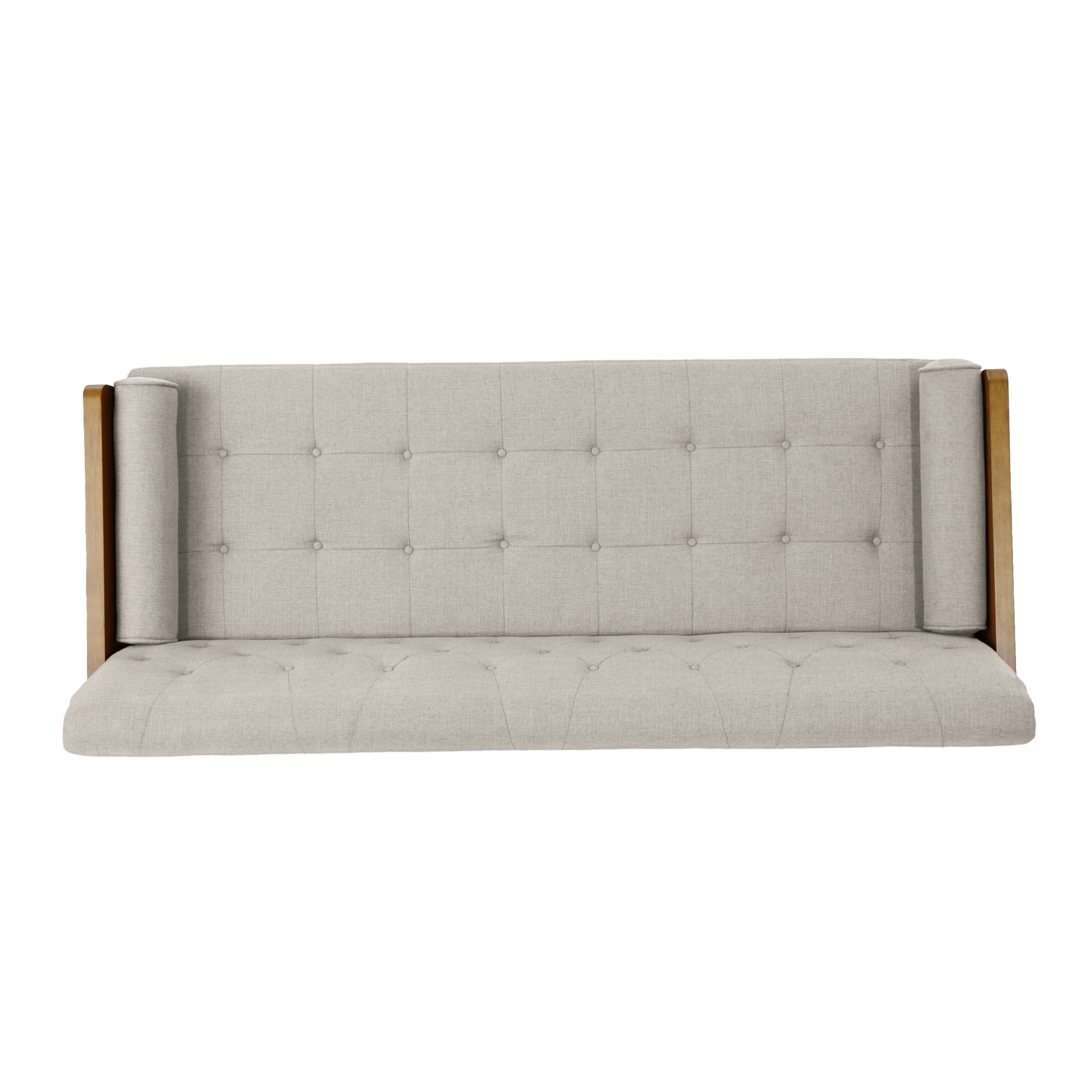 Noble House Orlando Mid Century Modern Tufted Fabric Sofa, Beige