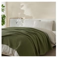 thumbnail image 4 of 100% Cotton Waffle Weave Queen Bed Blanket | Green Waffle Knit Blanket | Ultra-Soft, All Season Textured Blankets & Throws for Bed, Couch, or Chair (Full/Queen, Olive), 4 of 6