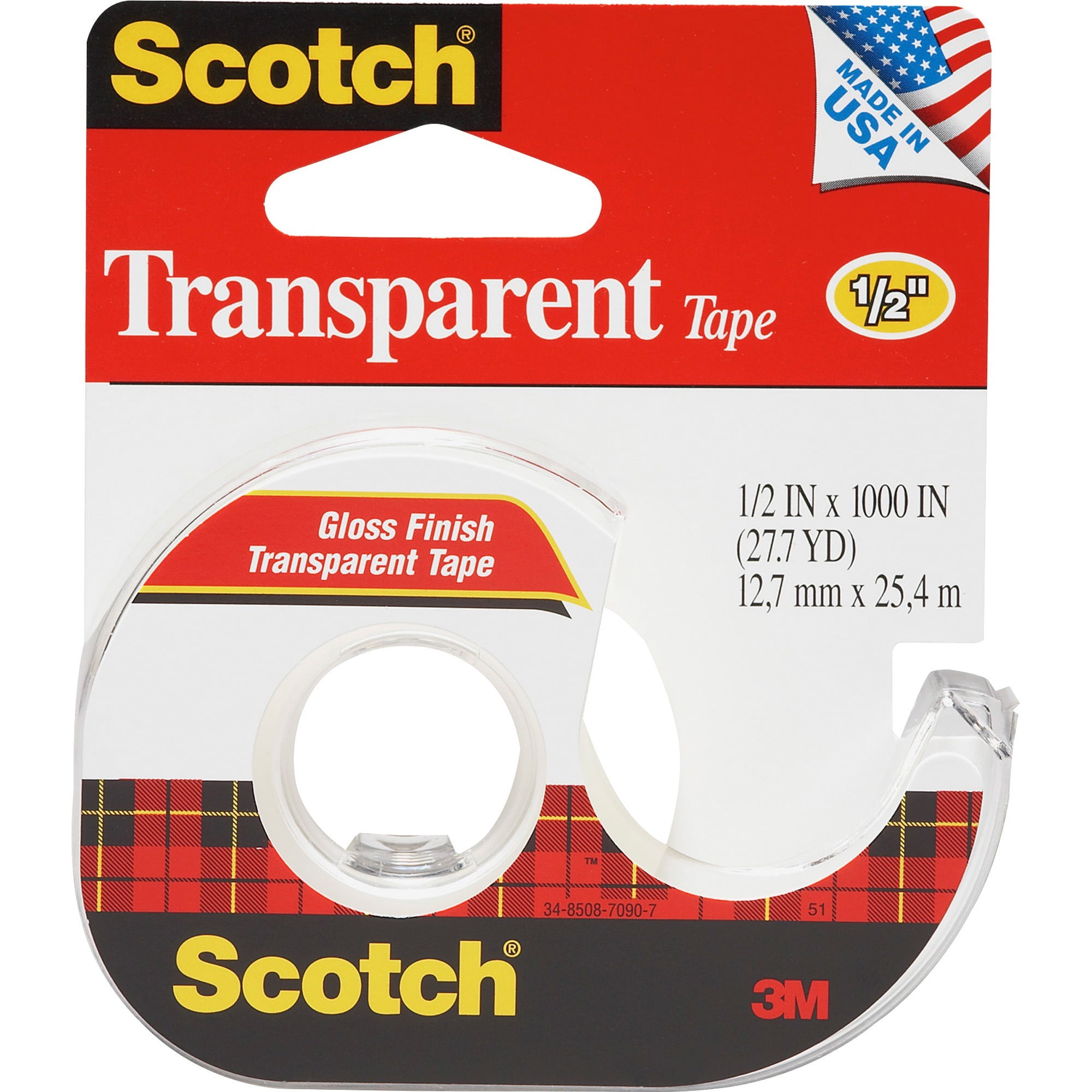 Scotch, MMM174, Transparent Tape, 1 Roll, Clear