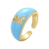 Miarhb Adjustable Crystal Gold Initial Letter Open Ring Women Alphabet Rings Women's Signet Ring Gold Tone Alphabet Rings ring
