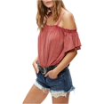 thumbnail image 2 of Blusa de punto Free People Darling con hombros descubiertos para mujer rojo mediano Tejer, 2 of 2
