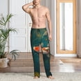 thumbnail image 2 of Fuzoiu Koi Pond Lilies Print Men's Pajama Pants,Lounge Pants for Men,Lounge PJ Bottoms,Sleepwear Pants with Drawstring Pockets -Small, 2 of 6