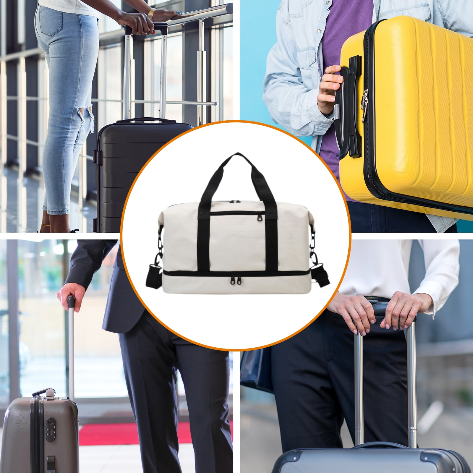 Abbraccia Airlines Gym Bag Mini Duffel Bag Tote Weekend Bag Personal Item Bag Underseat Carry on Bag for Women Men Holiday Trips Hiking White