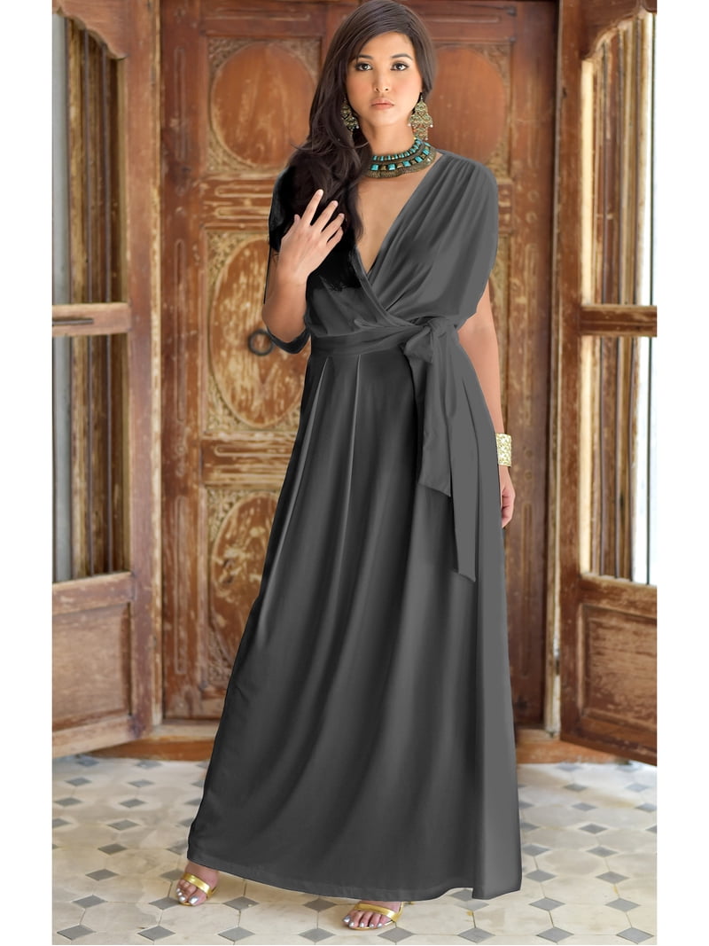 tall flowy maxi dress KOH KOH Long One Off Shoulder Flowy Casual 3/4 Short Sleeve Full Floor  Length Cocktail Evening Wedding Party Guest Sexy Tall Maxi Dress Gown For  Women Dark Navy Blue X-Large US 14-16