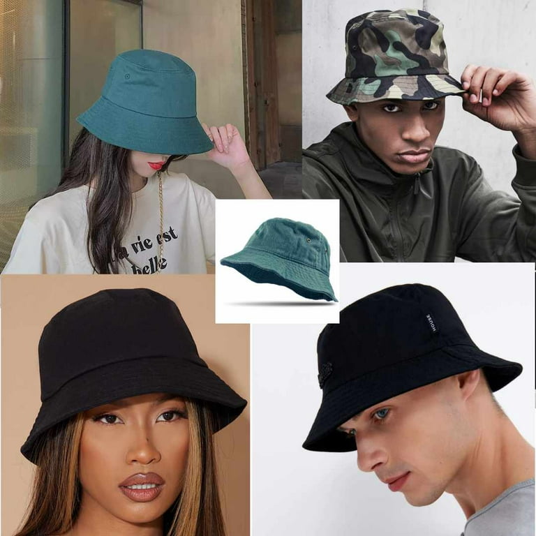 Bucket Hat For Men Women - Cotton Packable Fishing Cap, White L/XL 