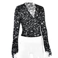 thumbnail image 1 of Camisa de manga acampanada ajustada, Top con cuello en V profundo Manga acampanada Top con cuello en V profundo Blusa de encaje de manga larga Elegante y moderna, 1 of 5