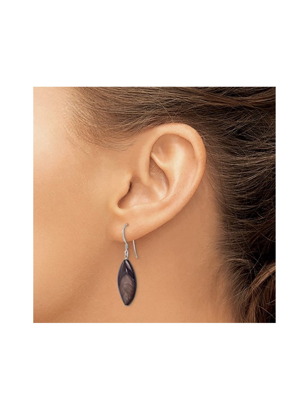 Gem & Harmony Dark Grey Mother of Pearl Earrings in Sterling Silver for Women