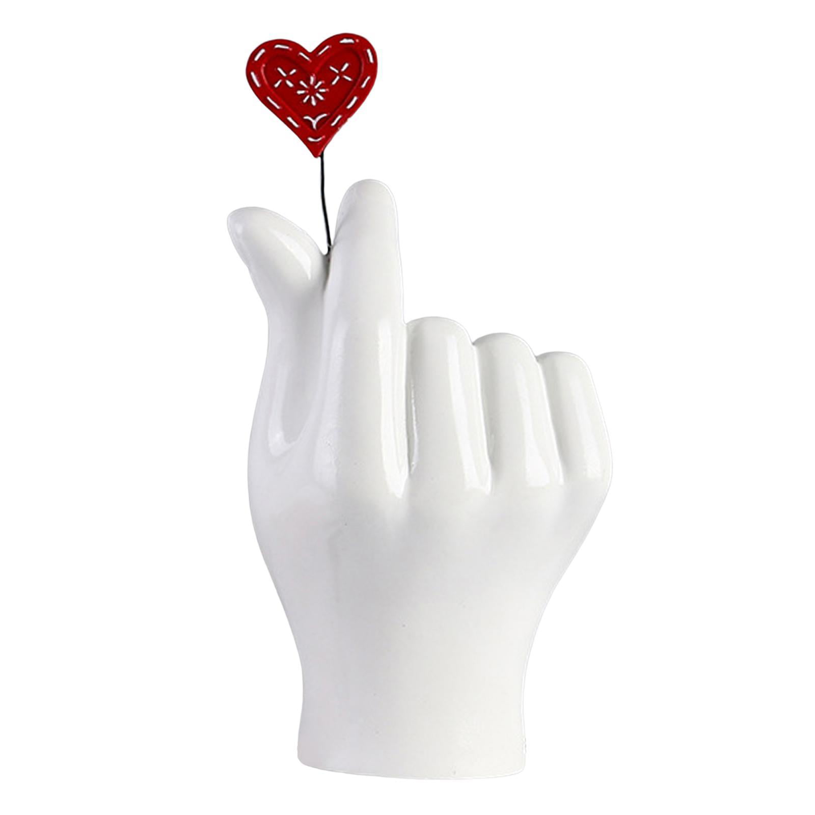 OTARTU Golden Gesture Heart Hands Sculpture Decoration, Modern Love Statue Finger Home Decor, Abstract Art Sculpture Home Wedding Decoration,Shelf