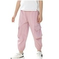 thumbnail image 2 of HOMADLES Cargo Pants for Boys Elastic Waist Lightweight Hiking Pants for Sports Outdoor Drawstring, Jogger Pants Pink 3-4T, 2 of 7