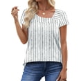 thumbnail image 3 of UVN Womens Summer Blouses Short Petal Sleeve Square Neck Ladies Button Shirts Dressy Casual Tunic Tops, 3 of 9