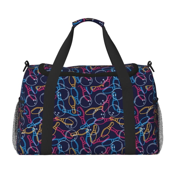 Disketp Multicolor Bowling Bolsa de Viaje Tipo Duffle, Bolso de Mano para Fin de Semana para Mujer, Bolsa de Gimnasio Ligera para Hombre, Esencial para Viajes