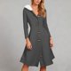 thumbnail image 1 of TaTaai Women's Spring Fall Hooded Dress Long Sleeve Jacquard Button with Faux Fur Collar Solid Color Casual Knit Cardigan Style Gift, 1 of 6