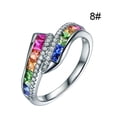 thumbnail image 4 of YYKihy Inlaid Diamond Rainbow Colored Gemstone Ring Finger Jewelry Birthday Proposal Gift Bridal Engagement Party Ring, 4 of 9
