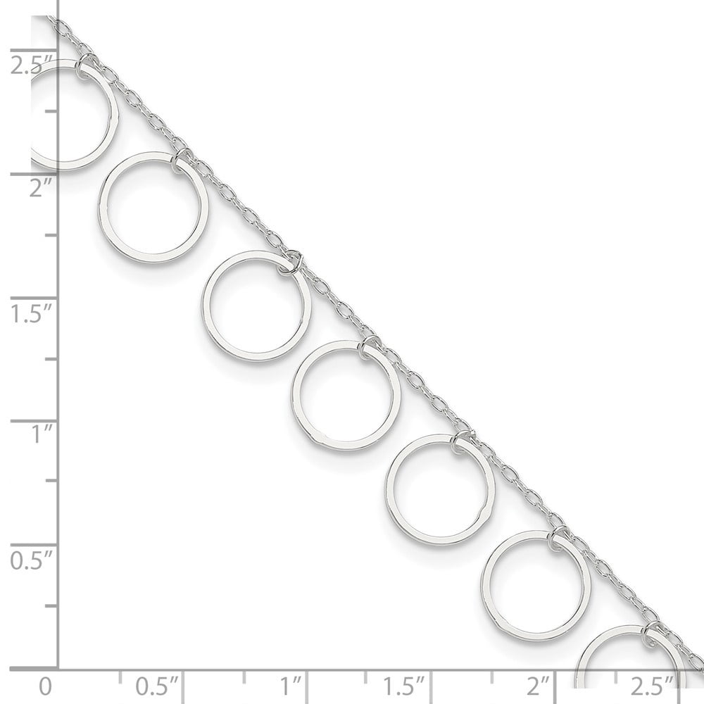 Auriga Fine Jewelry 925 Sterling Silver Dangle Circles Anklet 10inch for Women
