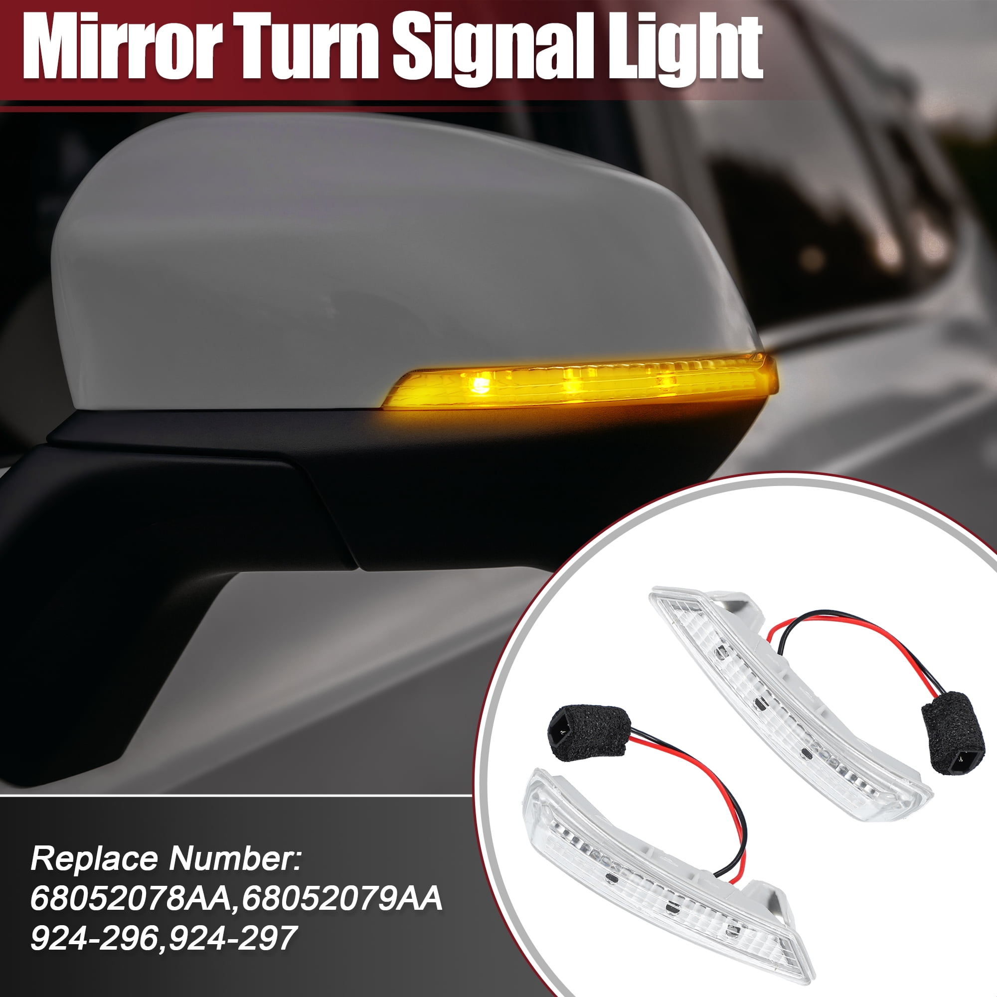 1 Pair Car LED Left Right Side Mirror Turn Signal Light 68052078AA 