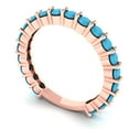 thumbnail image 2 of 1.2 ctw Wedding Band for Women - 14K Rose Gold Simulated Turquoise Stackable Eternity Ring, 2 of 6