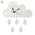 thumbnail image 2 of Yesbay Nordic Wooden Cloud Raindrop Shaped Wall Clock Nursery Room Decoration-White, 2 of 6