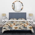 thumbnail image 3 of Designart "Amber Rustic Floral Sophistication IV" White Floral Bedding Covert Set - Cottage Bed Set With 2 Shams, 3 of 5