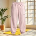 thumbnail image 4 of Klisyaur Children's Sweatpants Elastic High Waist Joggers Solid Color Winter Pants with Pockets Sizes 4-15, 4 of 5