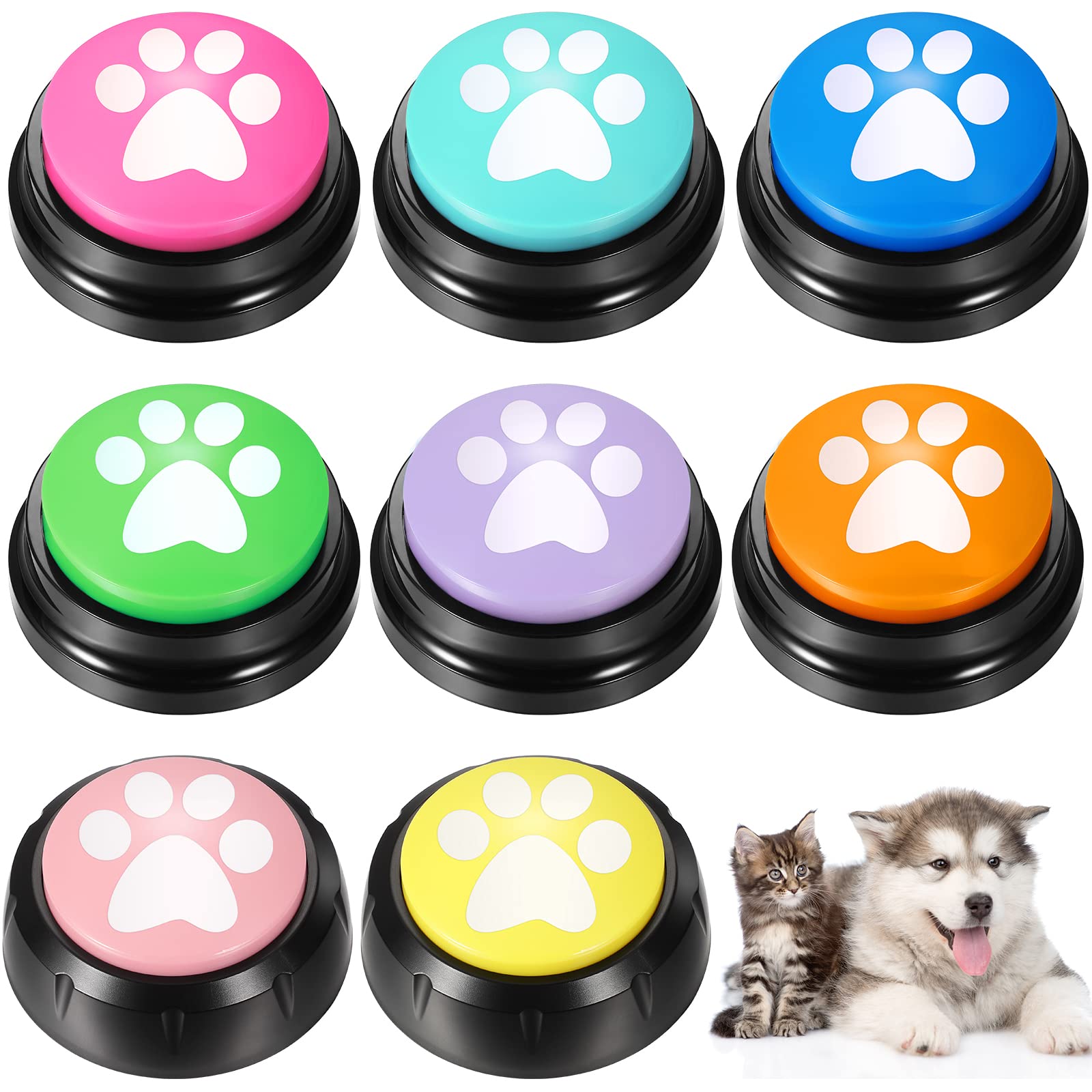 8 Pack Dog Buttons for Communication Voice Recording Button Dog Sound