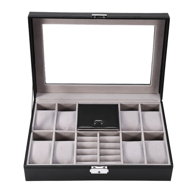 Caja de joyería para reloj, caja de almacenamiento de joyería multifuncional con 8 ranuras, organizador de anillos, tecnología avanzada Jadeshay A