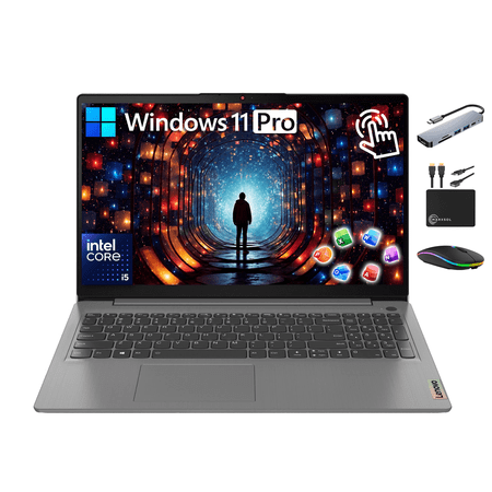 Lenovo IdeaPad 3 15.6" Laptop FHD IPS Touchscreen Business Student Computer w/ MS Office, Quad-core Intel i5, 12GB RAM, 756GB Storage (256GB SSD+500GB Ext), WiFi 6, MarxsolAccessory, Win 11 Pro, Grey
