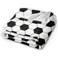 thumbnail image 2 of Black White Soccer Theme Football Throw Blanket Soft Bed Bedding Warm Cozy Plush Flannel Fleece Blankets Gifts for Boys Teens Men, Sofa Couch Bedroom Home Decor, 80"x60", 2 of 6