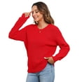 thumbnail image 2 of Uvplove Women's Long Sleeve Crew Neck Knitted Pullover Sweater x red-2xl, 2 of 7