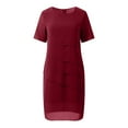 thumbnail image 4 of Women's Summer Patchwork Chiffon Tiered Dress, Short Sleeve Round Neck, Elegant Mother of the Bride Party Wedding Cocktail Outfit, 4 of 7