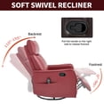 thumbnail image 4 of UHOMEPRO Swivel Rocker Recliner Chair, Faux Leather Manual Recliner with Heat and Massage, 360° Swivel Rocking Recliner Chair for Living Room, Home Theater Seating, Black, 4 of 9
