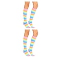 thumbnail image 3 of Sonducket 1 par de calcetines a rayas hasta la rodilla transpirabilidad calcetín fácil de combinar calcetín botas medias para disfraz de fiesta arcoiris rosa 2piezas Sonducket CBP288833, 3 of 6