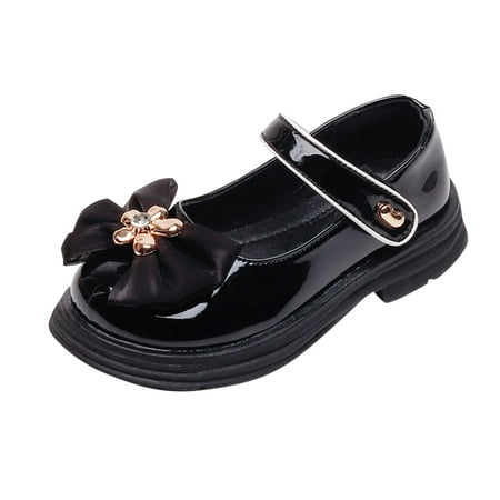 

Girls Boots Fashion Spring Summer Children Casual Shoes Girls Dress Shoes Thick Sole Round Toe Solid Color Bowknot Flowers
