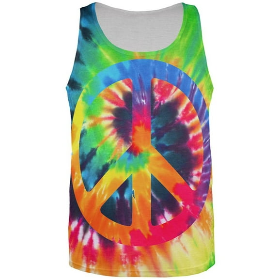 Peace Sign Tie Dye All Over Mens Tank Top Multi MD