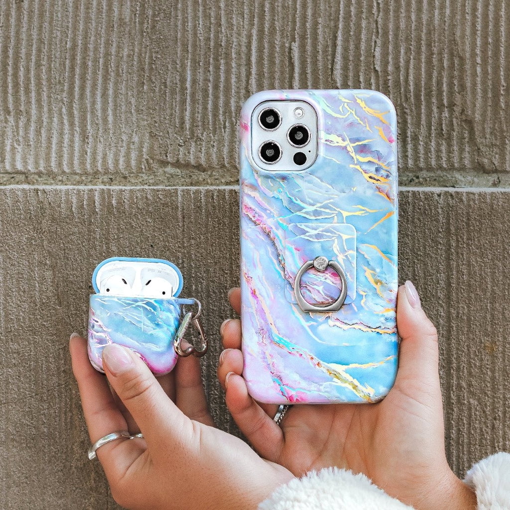 Velvet Caviar for iPhone 13 Pro Case Compatible with MagSafe - Cute Protective Phone Cases for Women - Iridescent Holographic Pink Blue Marble