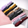 thumbnail image 2 of Artrylin 6 Pack Wide Headbands with Button for Mask Women Nurses Headband No Slip Elastic Ear Protection Men Doctors Hairband Knotted Sport Sweatband Head Bands for Protect Ear, Random Color, 2 of 6