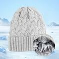 thumbnail image 2 of Beanie for Women Beanie Hats for Women Knit Hat With Satin Winter Warm Ribbed Cabled for and Cold Weather Ear, 2 of 3