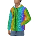thumbnail image 3 of Kdxio Glitter Rainbow Print Men Hoodies Casual Hoodies for Men with Zip Pockets Full Zip Long Sleeve Sweatshirt Sports Hooded Jacket-X-Large, 3 of 5