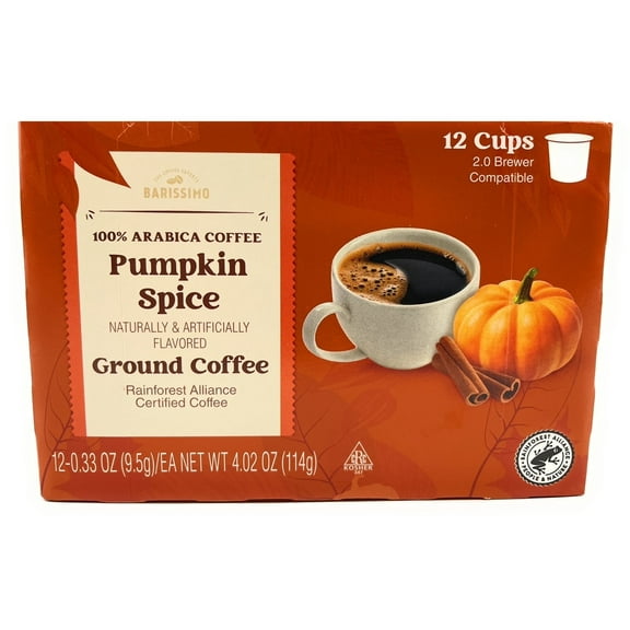Pumpkin Spice Light Roast Arabica Coffee K-Cup Compatible,12 Single Serve Cups, Barissimo 4.02oz/114g – (Pack of 1)