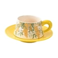 thumbnail image 2 of Taza de té y platillo de cerámica con cuchara, elegante juego de tazas de café, juego de tazas de té florales para , café , regalo, 2 of 8
