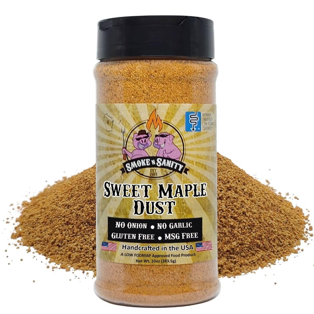 Smoke n Sanity Sweet Maple Dust - Certified Low FODMAP Seasoning - Gluten-Free - Certified Kosher - Dairy Free for Low FODMAP Foods and Low FODMAP Diet (10 oz)