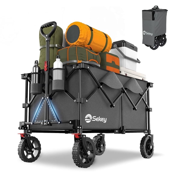 Sekey Folding Wagon 220L Capacity, 330lbs Heavy Duty, Grey