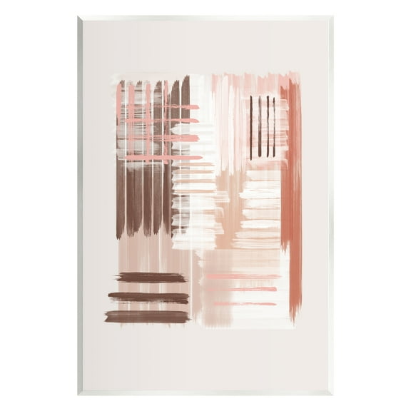 Stupell Industries Hatched Pink & Brown Composition Abstract Painting Unframed Art Print Wall Art, 10 x 15