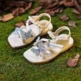 thumbnail image 2 of Ymyiu Toddler Sandals Girl Girls Sandals Strappy Open Toe Outdoor Flats with Hook and Loop Kid Summer Shoes for Girls Size 12.5 (White,Little Kids 12.5), 2 of 9