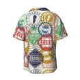 thumbnail image 2 of KLL Travel Stamp Print Men's Shirt Short Sleeve Button Down Summer Cuba Beach Shirts- Large, 2 of 7
