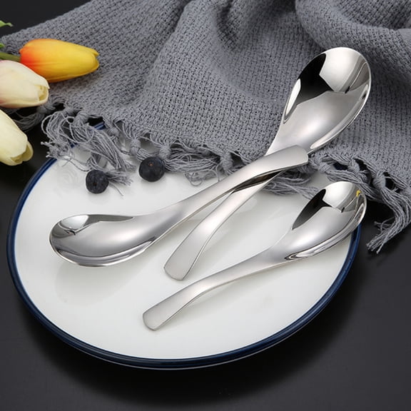 ELAYARD High Gloss Polished Stainless Steel Soup Spoon - Kitchen Utensil for Daily Use and Coffee Stirring