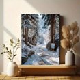 thumbnail image 5 of Snow Evergreen Winter Forest Path Canvas Print, Serene Seasonal Rustic Home Living Room Wall Decor Art, 5 of 7