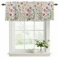 thumbnail image 2 of Spring Floral Valances for Windows, Decorative Rod Pocket Window Valance Curtains, Pink Blue Flowers Butterfly Rustic Short Curtain Drapes for Kitchen/Bathroom/Living Room, 2 Panels, 42" W x 18" L, 2 of 8
